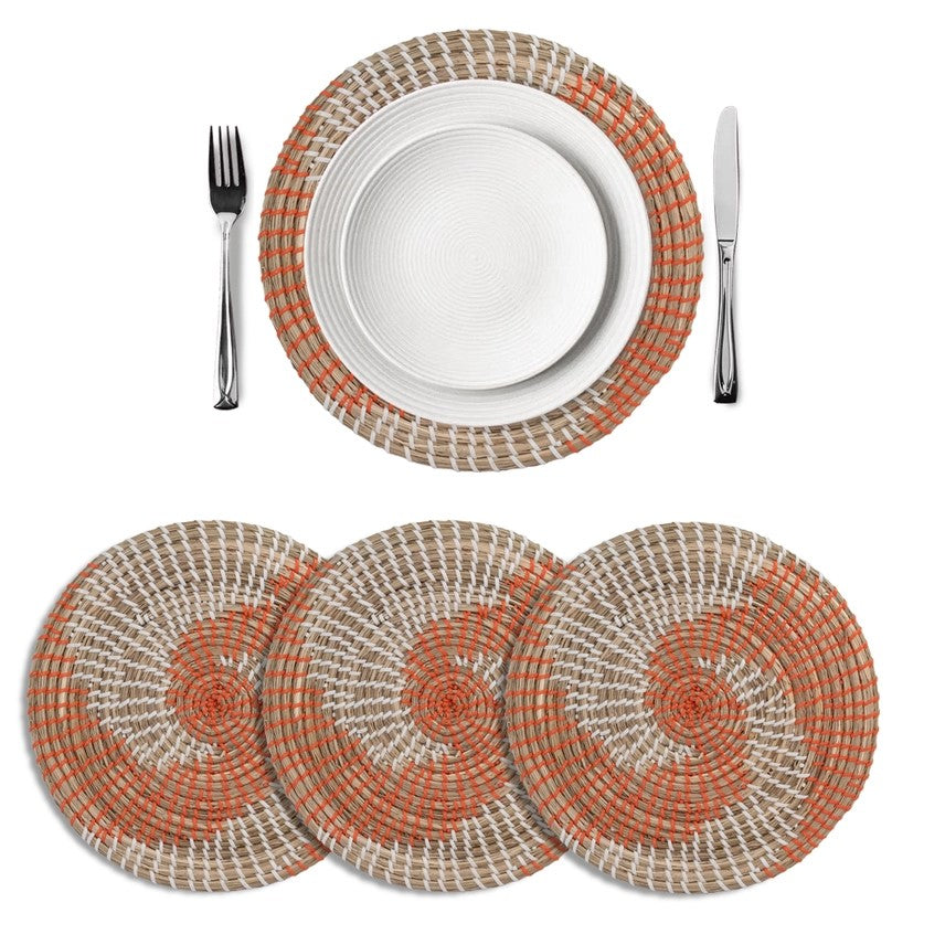 Woven Wicker Plastic Swirl Placemats (Set of 4)