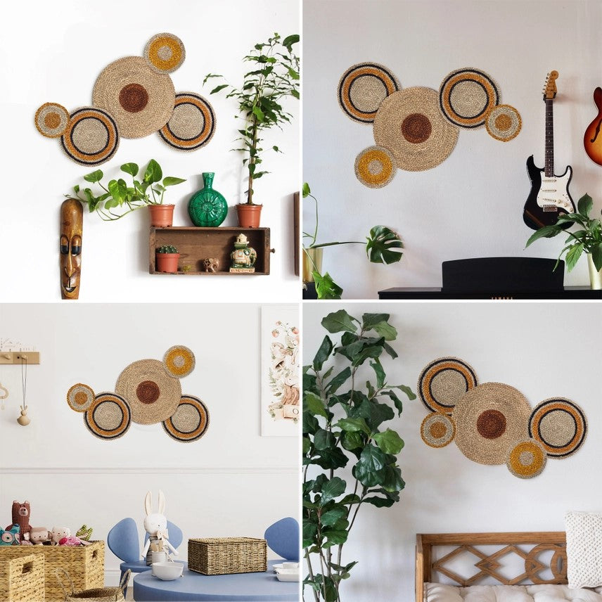 Graphic Seagrass Hanging Wall Disks (Set of 5)
