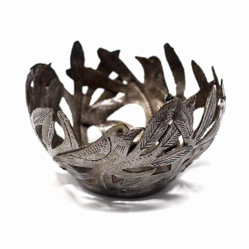 Bird Haitian Metal Drum Votive Holder