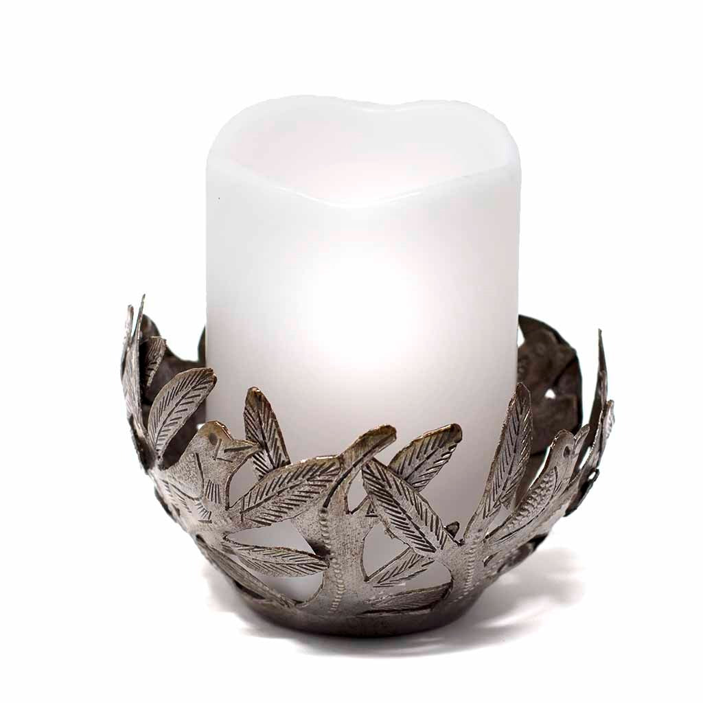 Bird Haitian Metal Drum Votive Holder