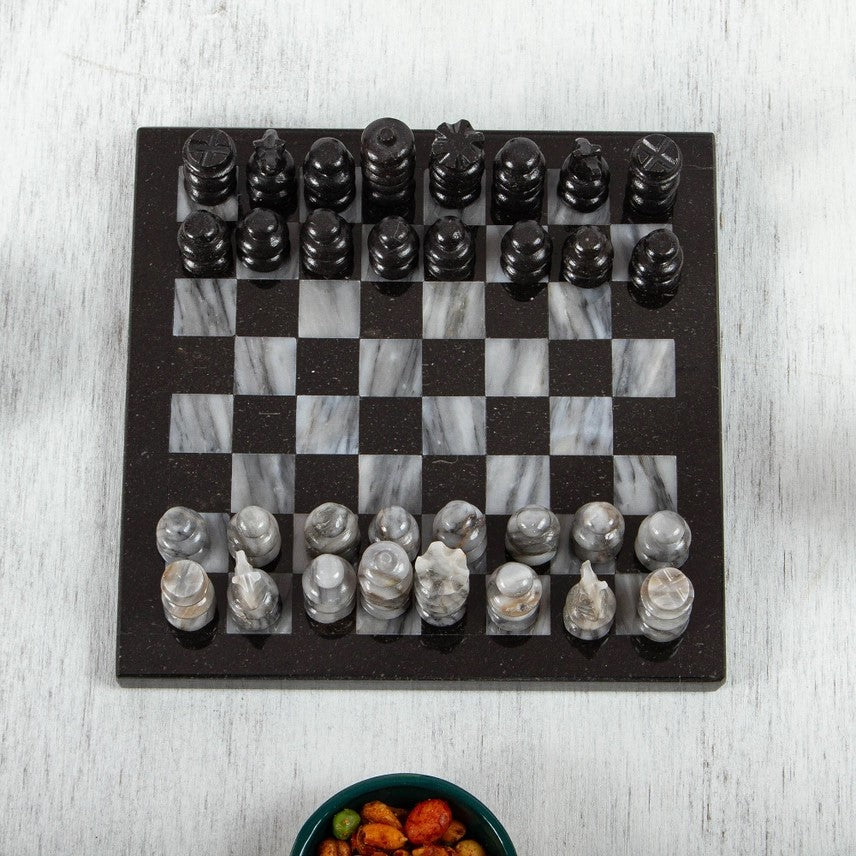 Handmade Black/Grey Battle Marble Chess Set