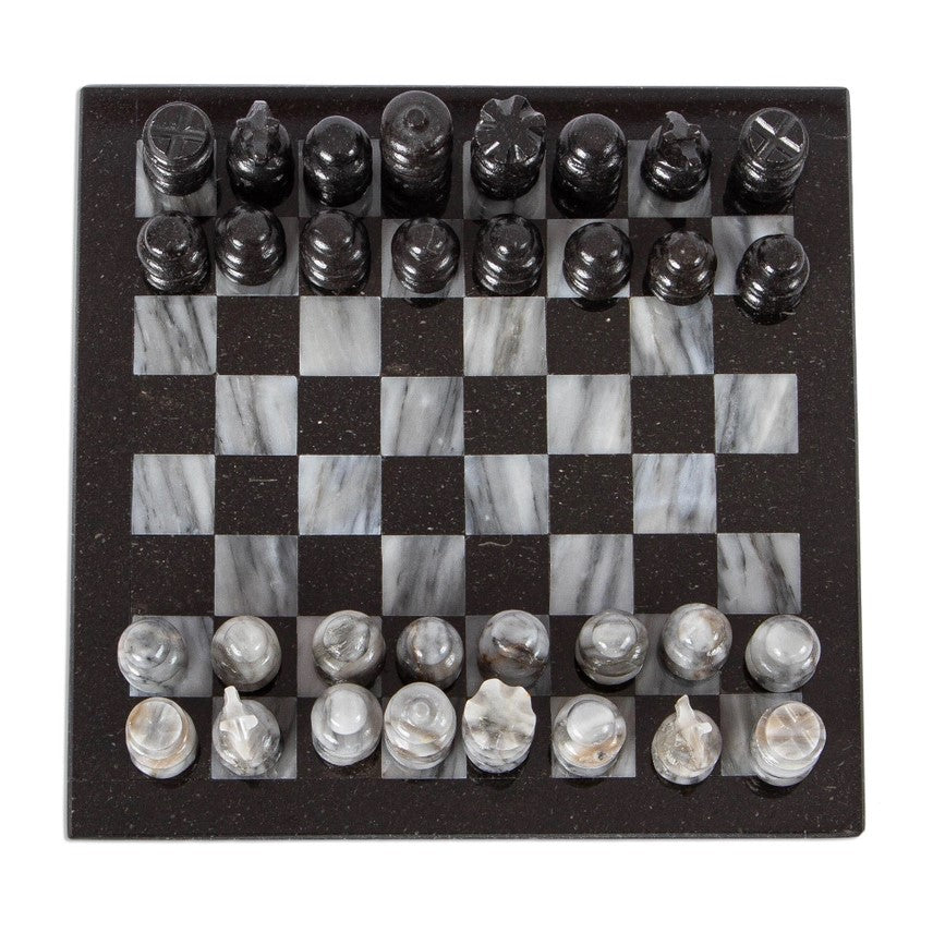 Handmade Black/Grey Battle Marble Chess Set