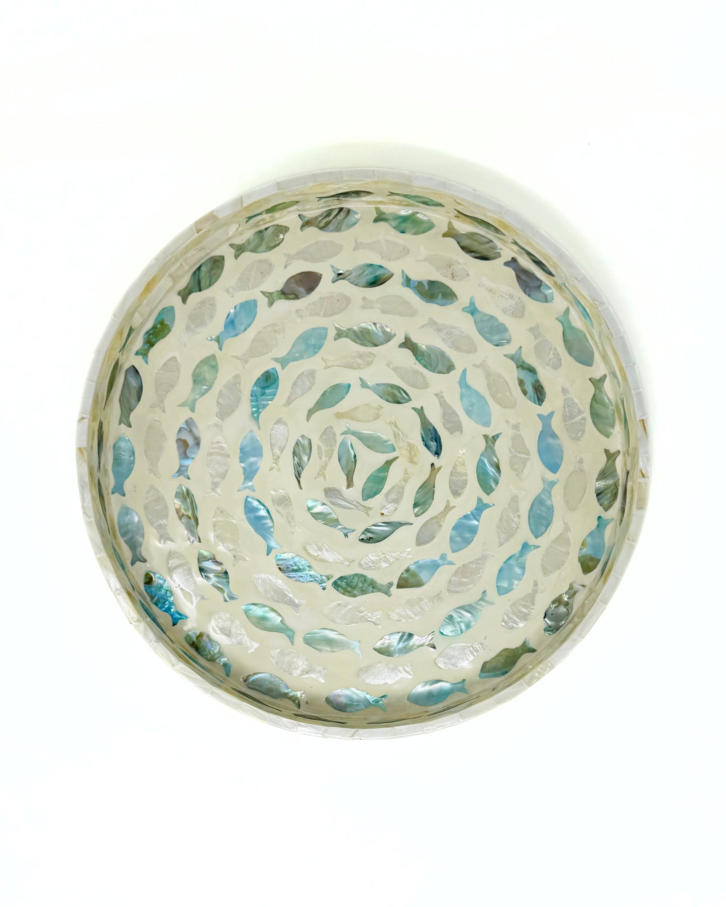 Fish Mother of Pearl Tray (14"D)