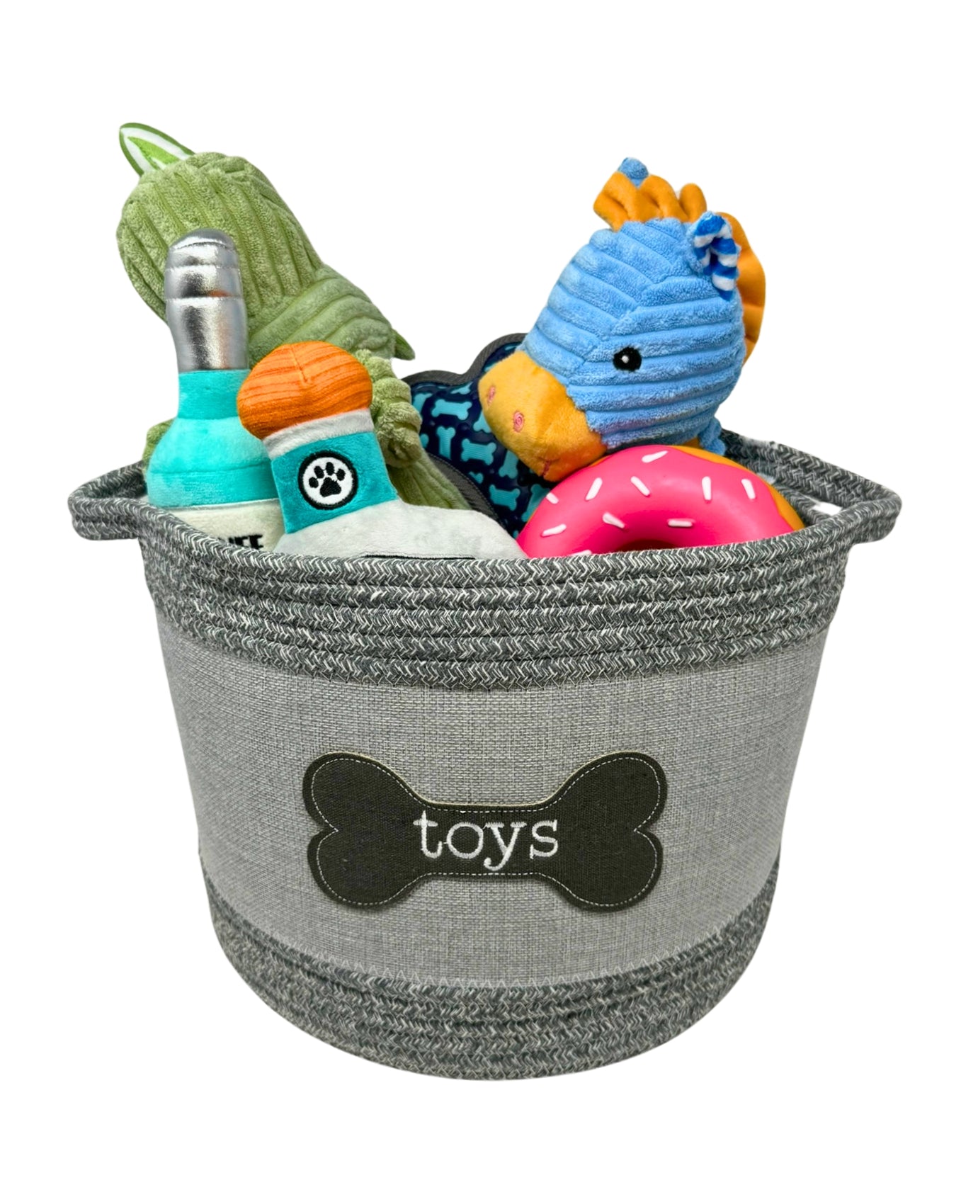 Dog Bone Toy Pet Storage Basket (12"D x 9.5"H)