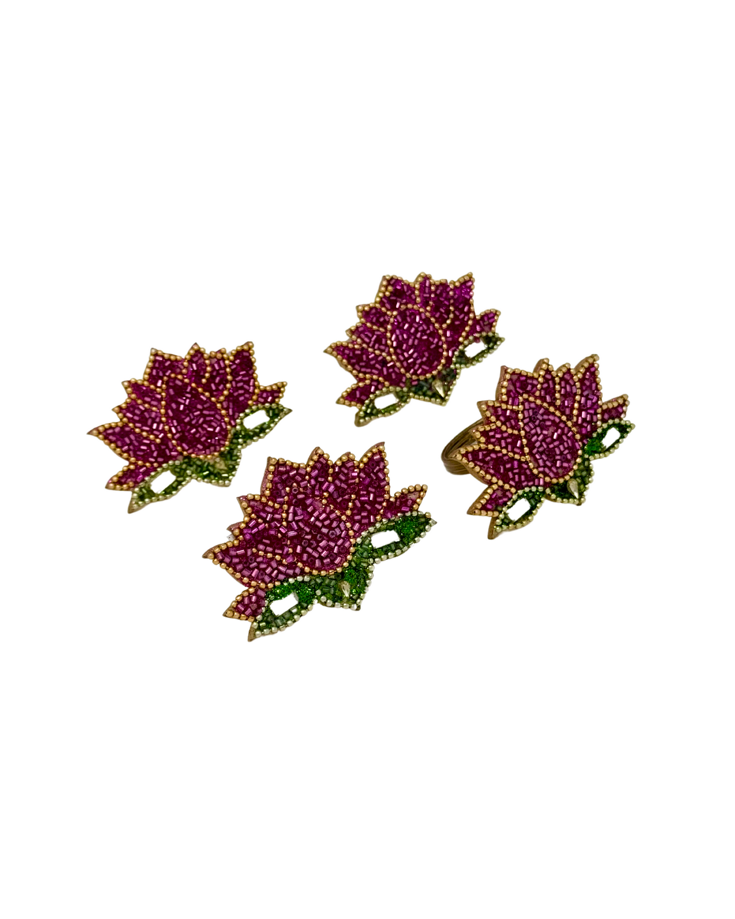 Lotus Beaded Napkin Rings (Set of 4)
