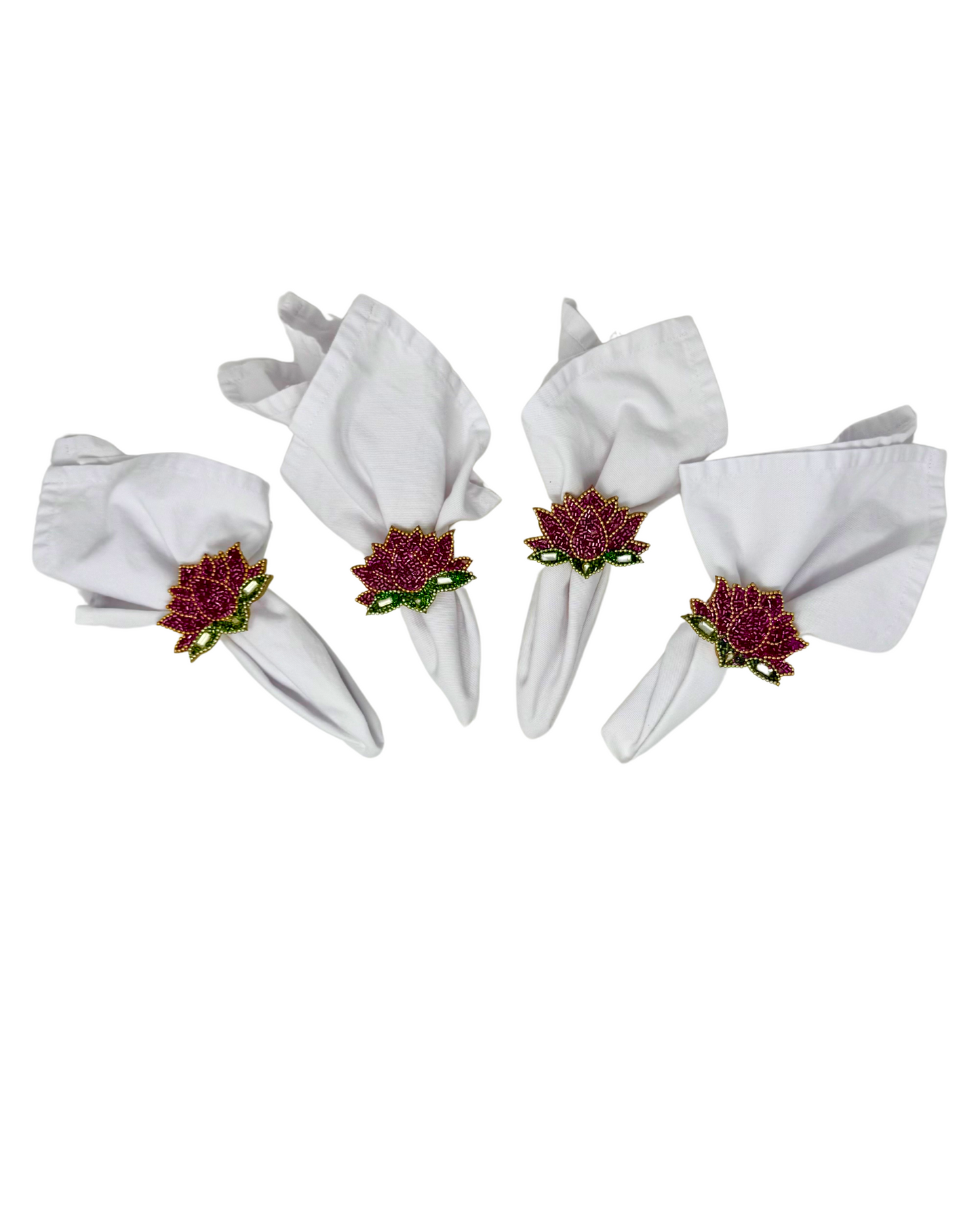 Lotus Beaded Napkin Rings (Set of 4)