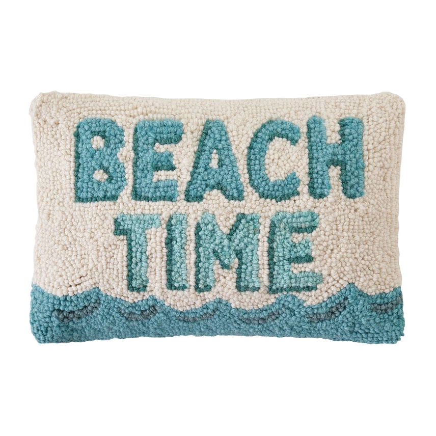 Beach Time Wool Hook Pillow (8x12)