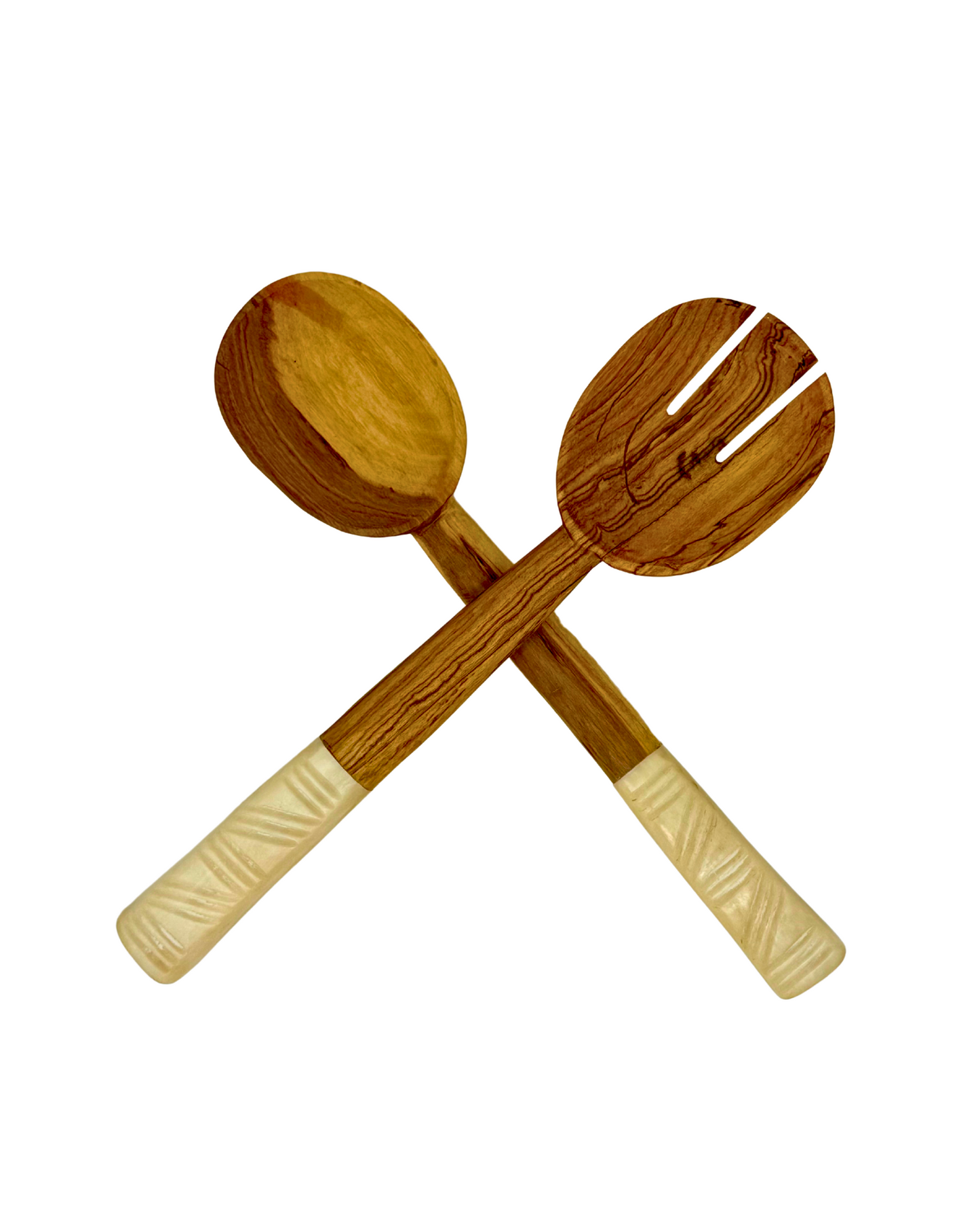 Etched Bone Inlay Salad Server (Set of 2)