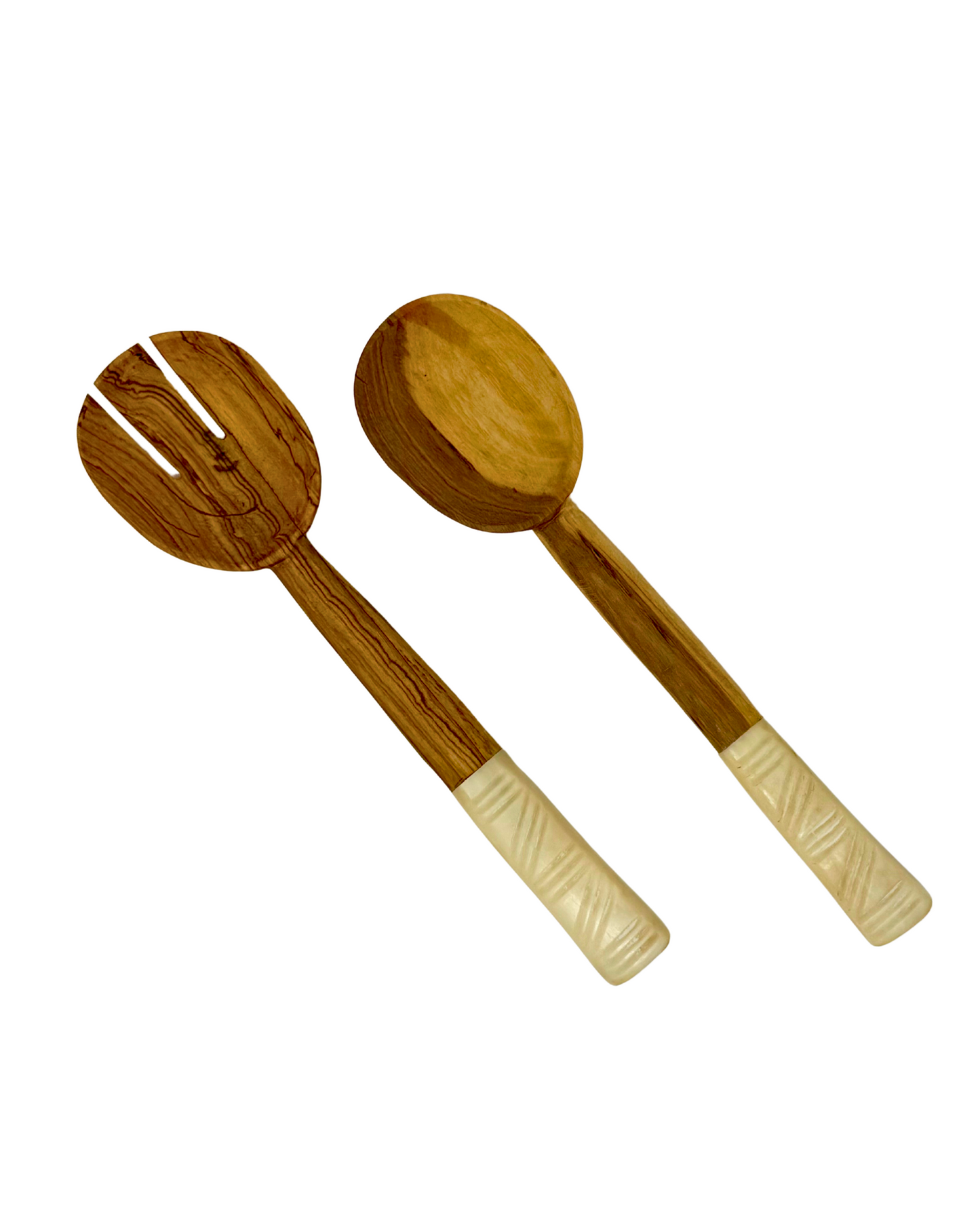 Etched Bone Inlay Salad Server (Set of 2)