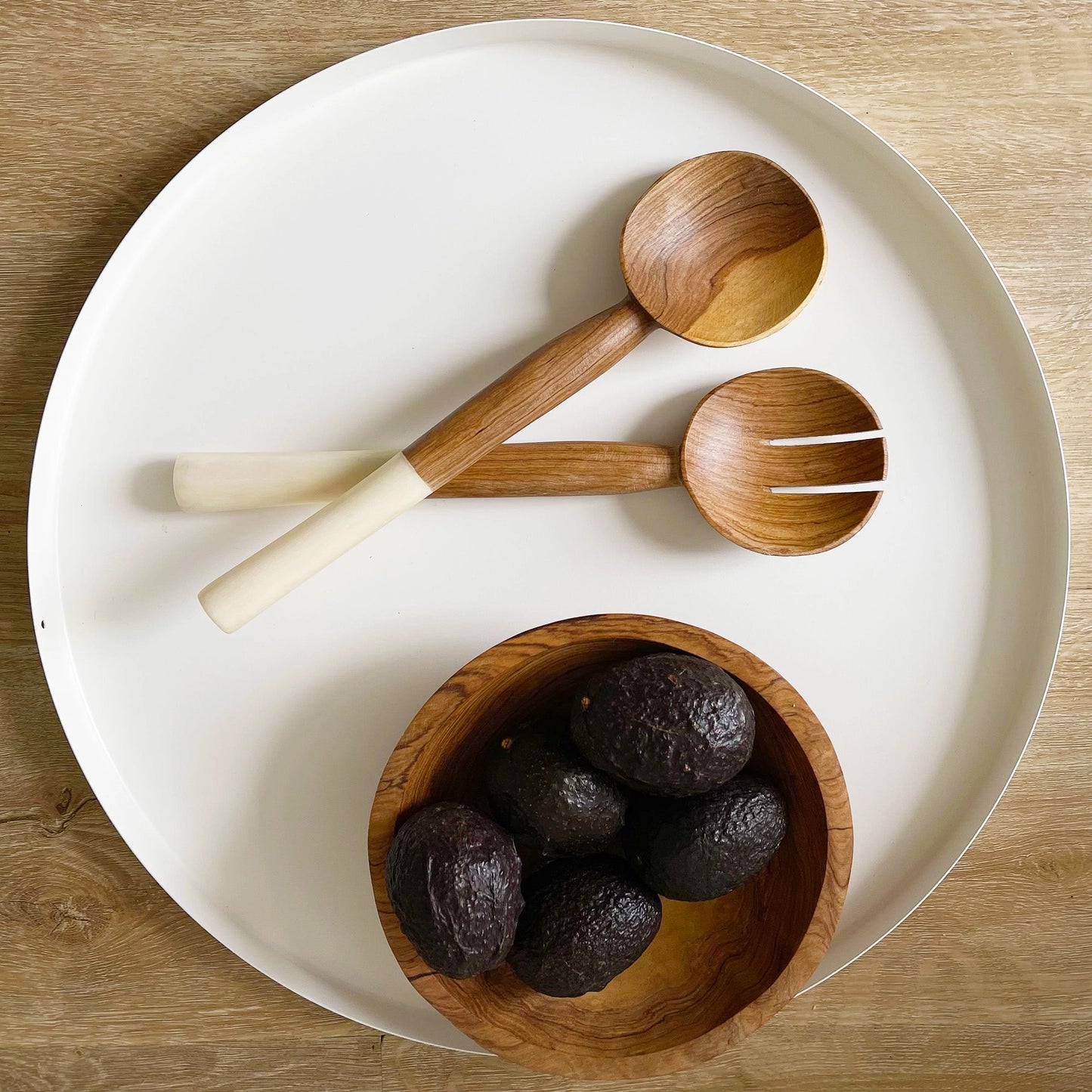 Olive Wood/Bone Inlay Salad Server (Set of 2)