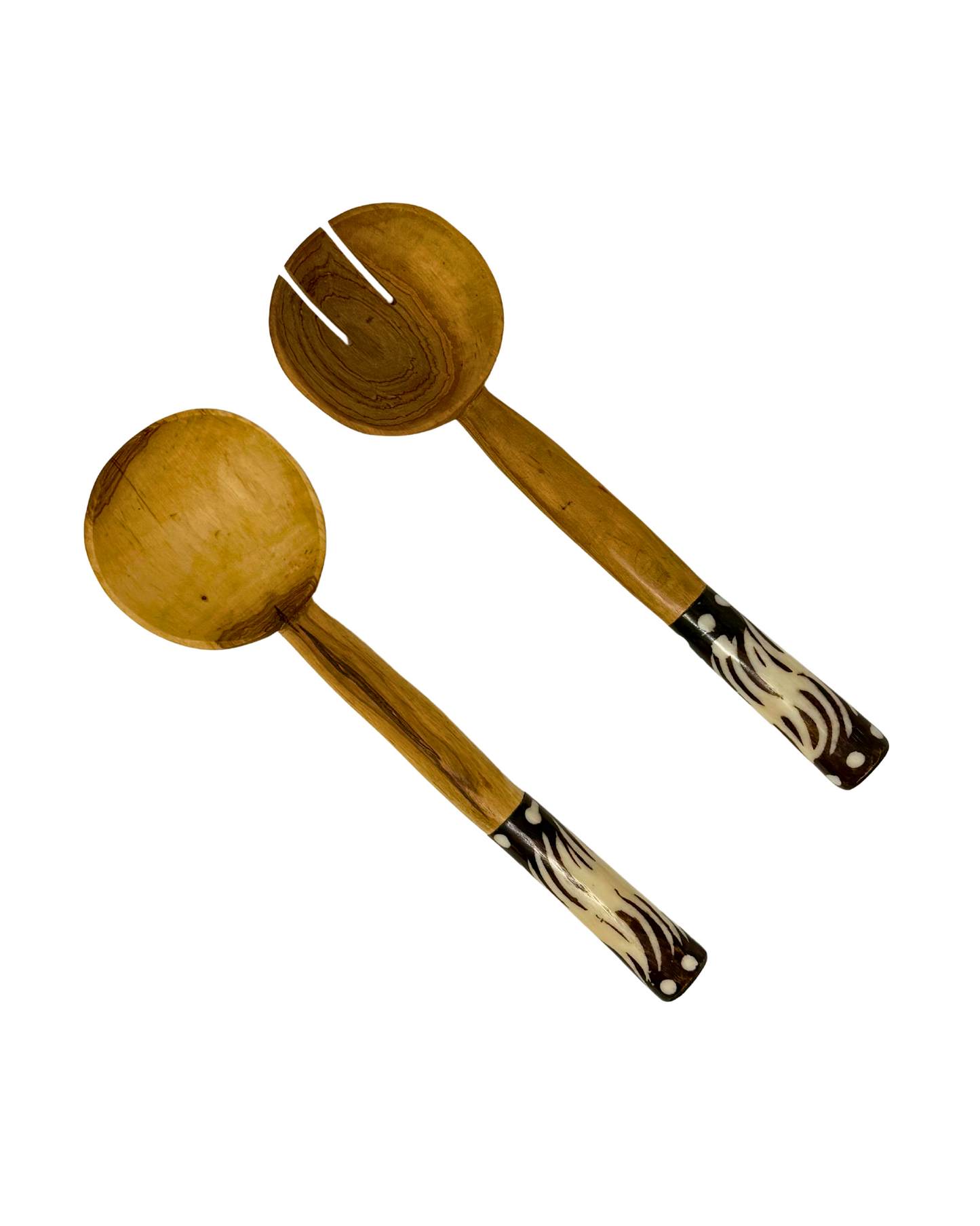 Wave Batik Olive Wood Salad Server (Set of 2)