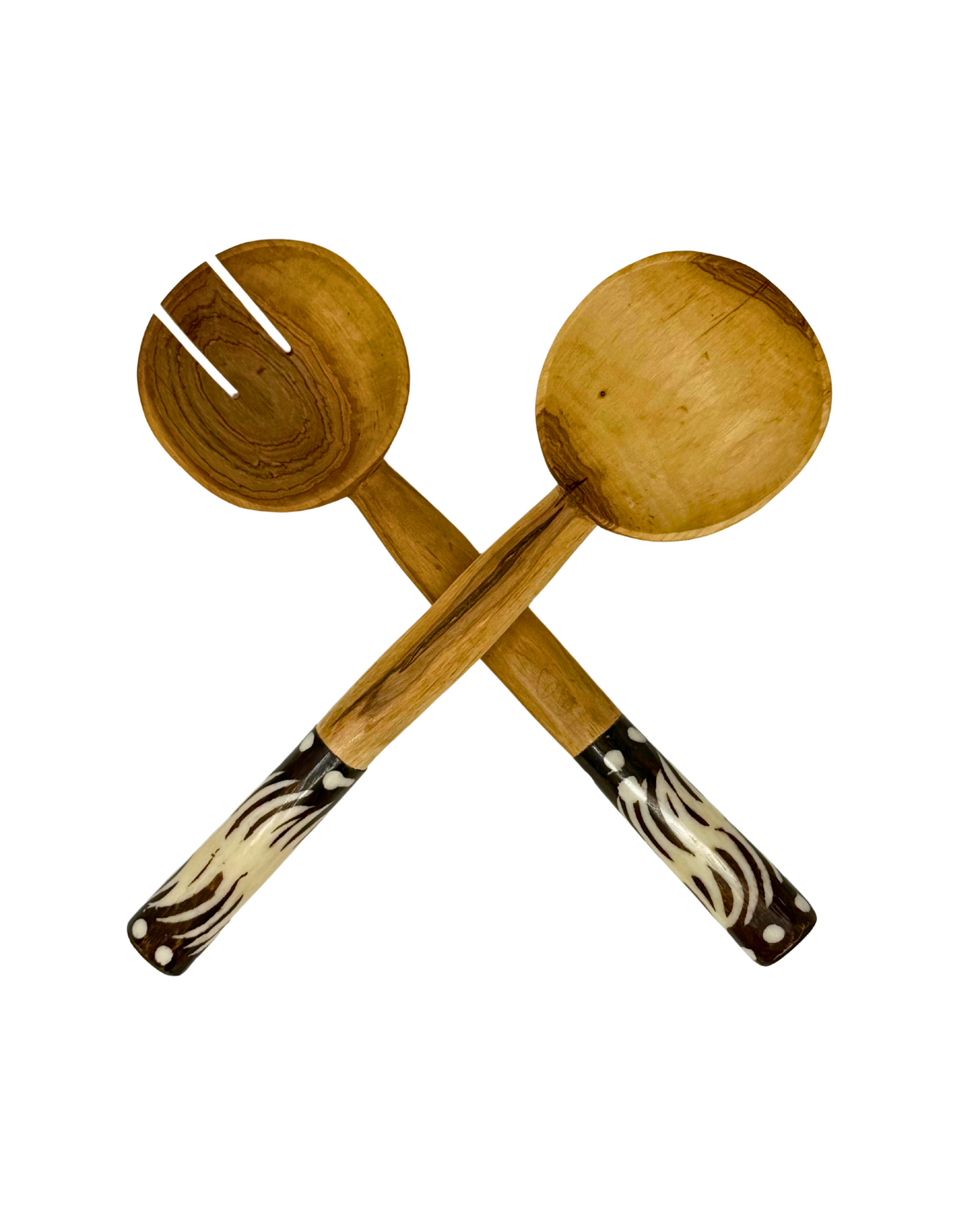 Wave Batik Olive Wood Salad Server (Set of 2)