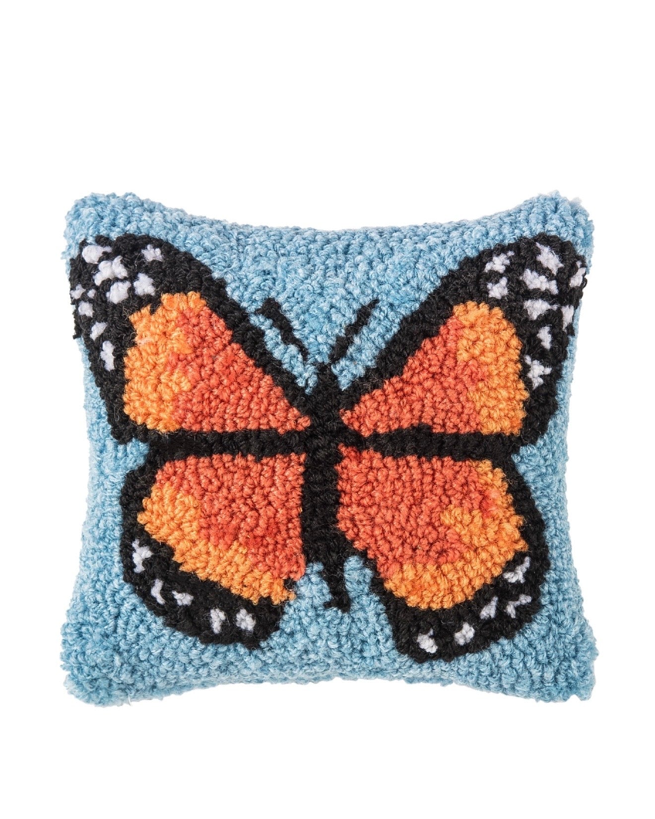Monarch Butterfly Hooked Pillow (8"x8")