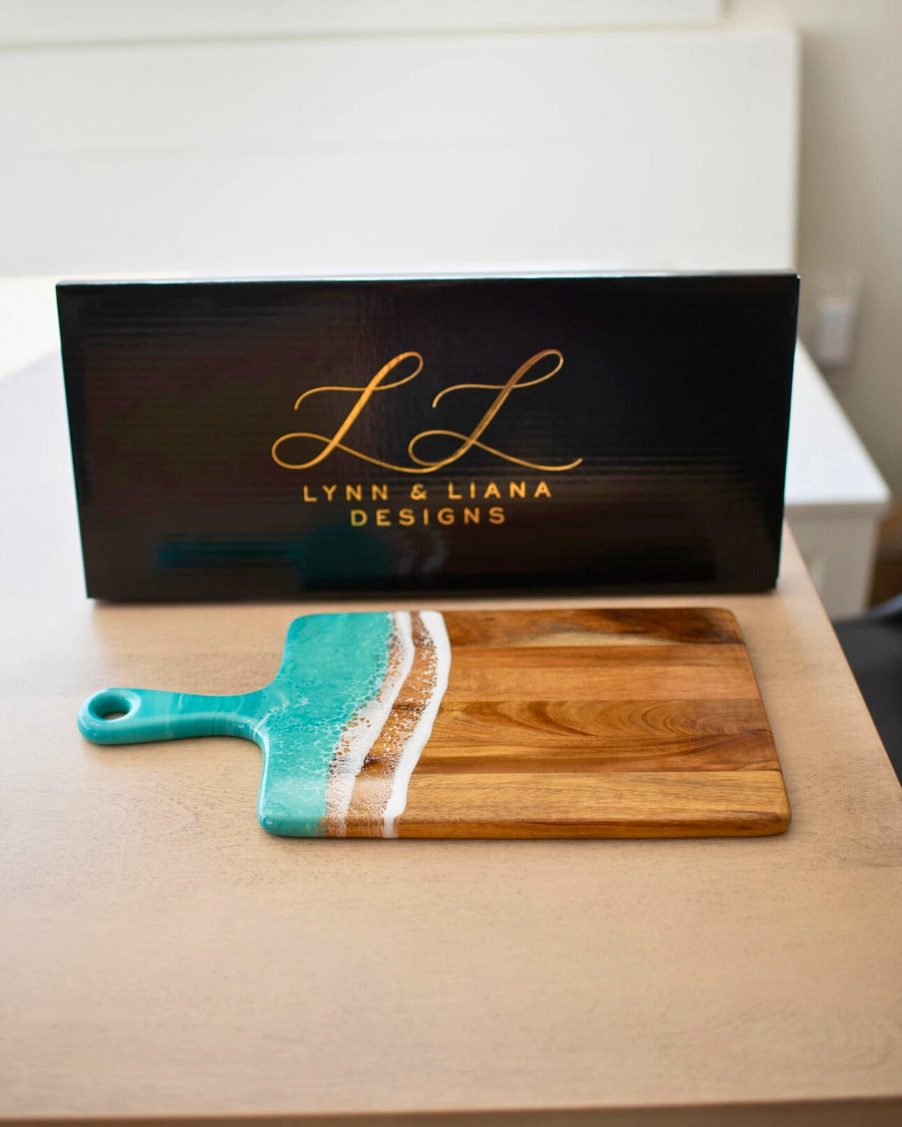 Caribbean Blue Resin Coated Charcuterie Board