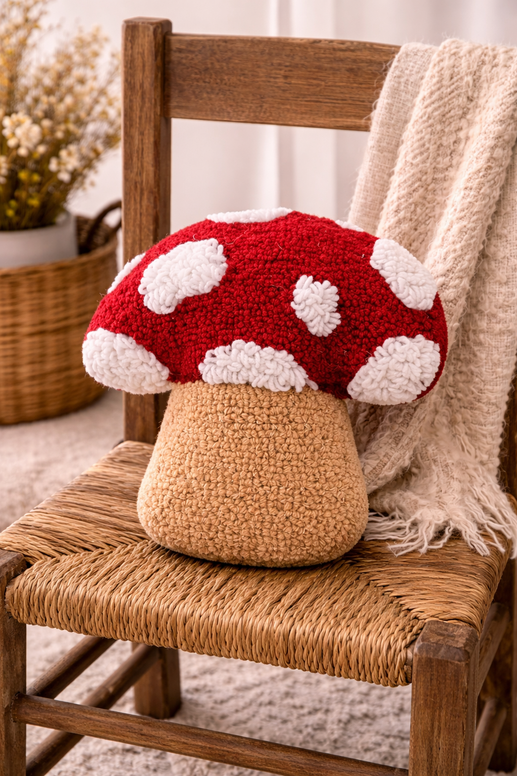 Mushroom Shaped Hook Pillow (10"x10")