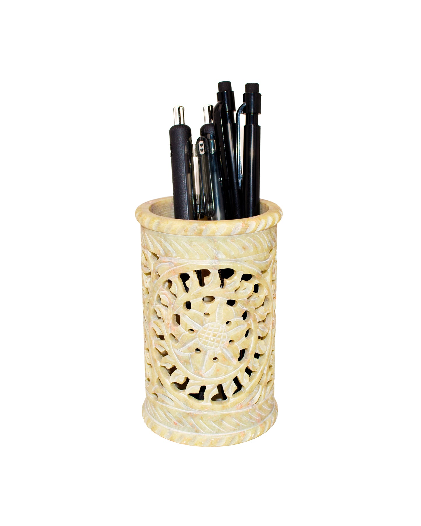 Botanical Fantasy Soapstone Pen Holder