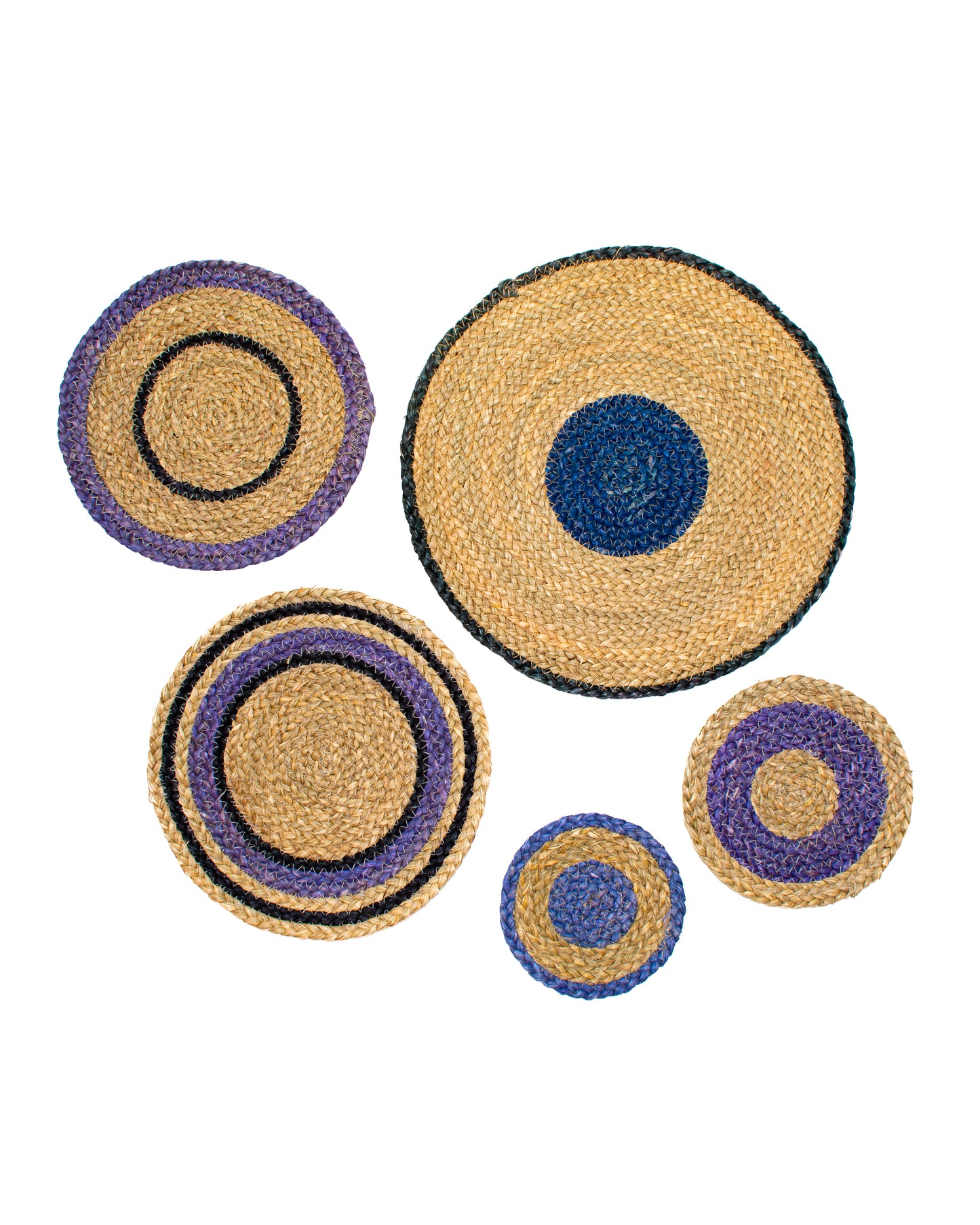 Graphic Seagrass Hanging Wall Disks (Set of 5)
