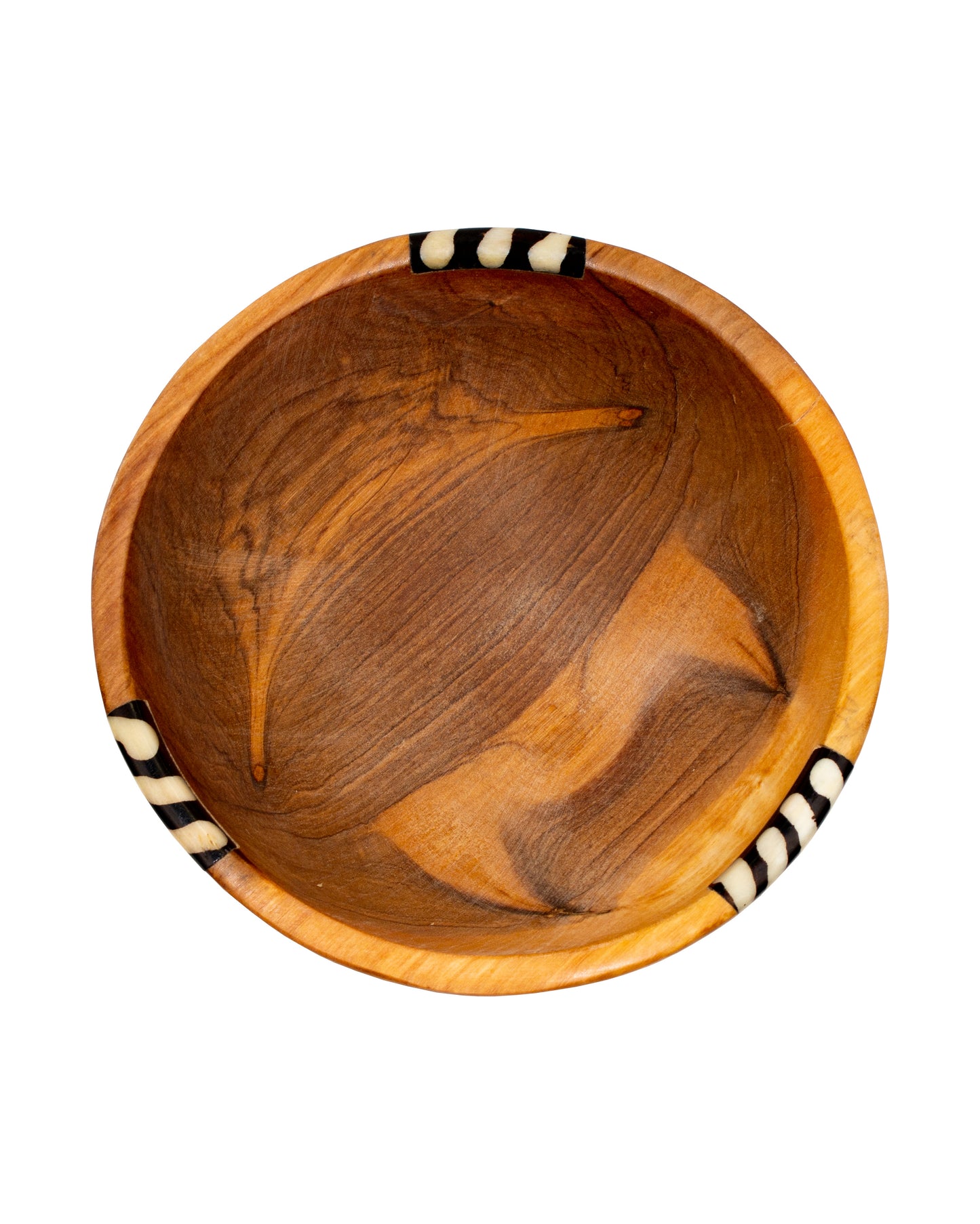 Olive Wood Bowl with Batik Stripe Bone Inlay