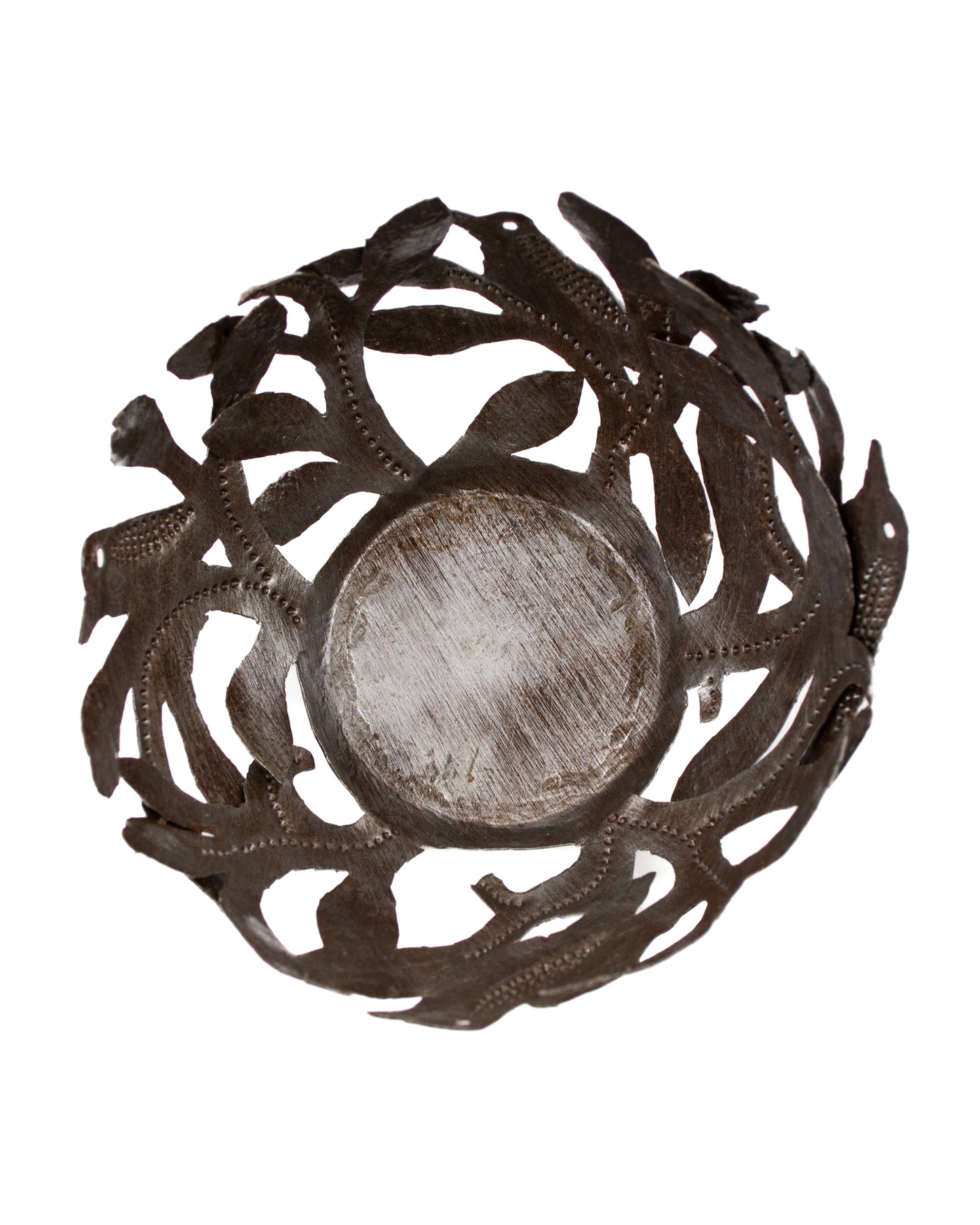 Bird Haitian Metal Drum Votive Holder