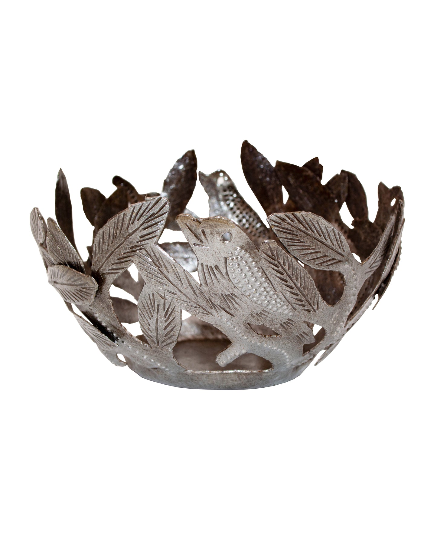 Bird Haitian Metal Drum Votive Holder