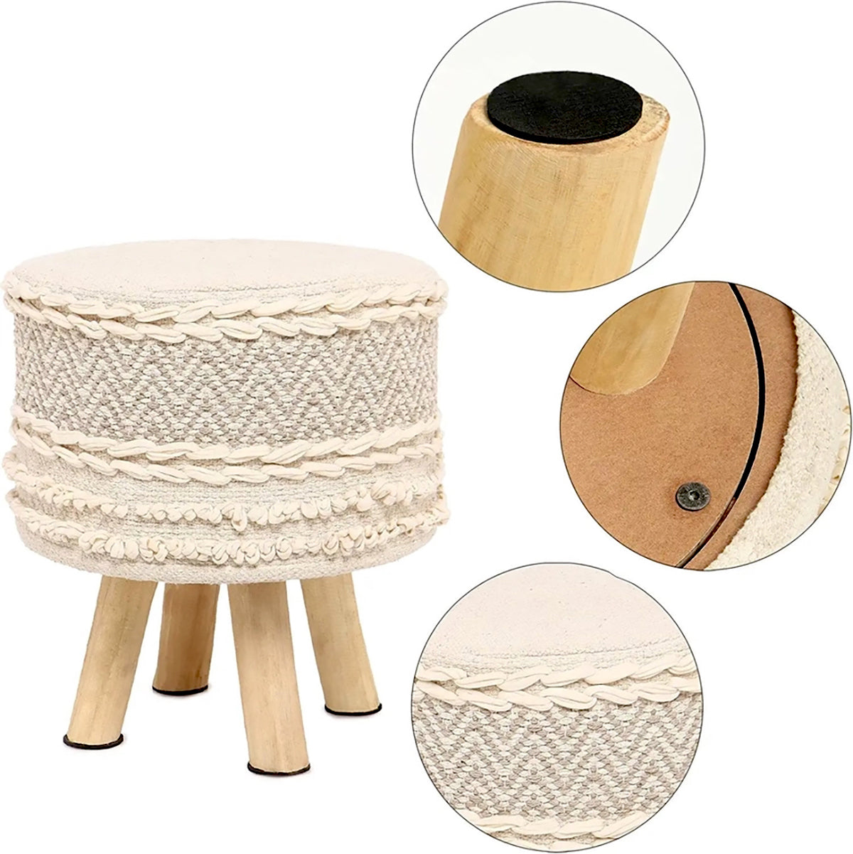 Namya Round Upholstered Stool