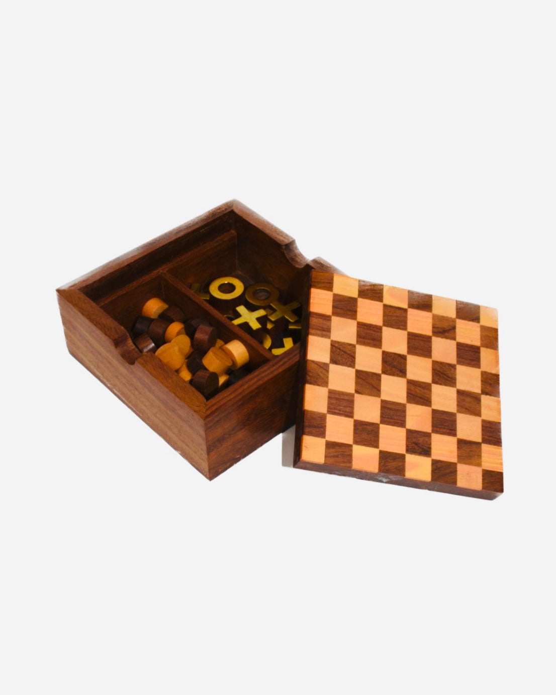 Soma Checkers and Tic Tac Toe Wood Game Set