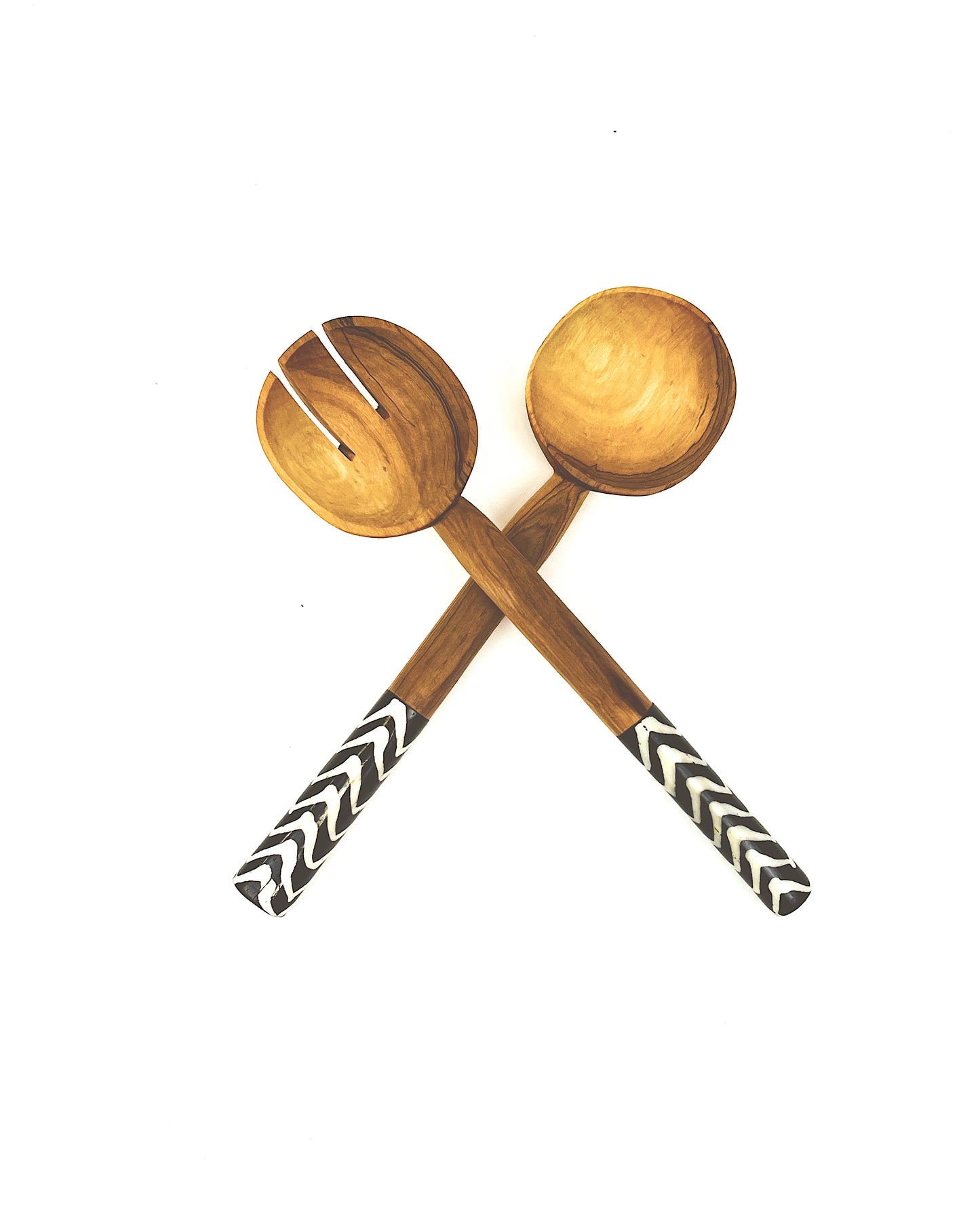 Adamu Olive Batik Bone Salad Server (Set of 2)