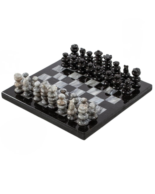 Handmade Black/Grey Battle Marble Chess Set