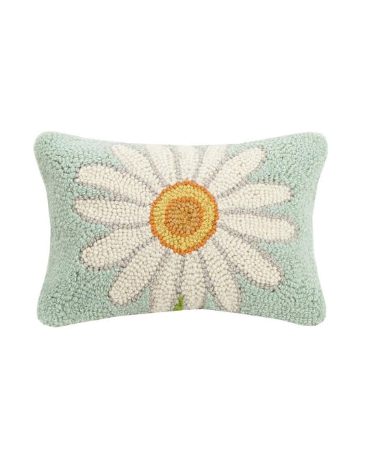 Daisy Wool Hooked Pillow (12"x8")