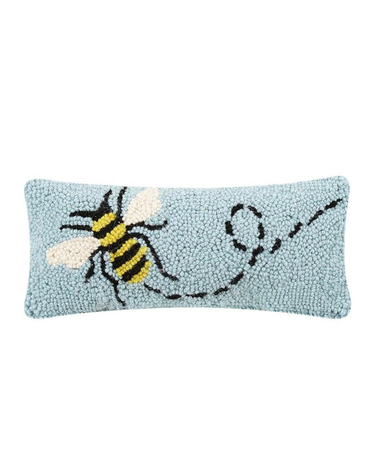 Buzzing Bee Wool Hooked Pillow (12" x 5")