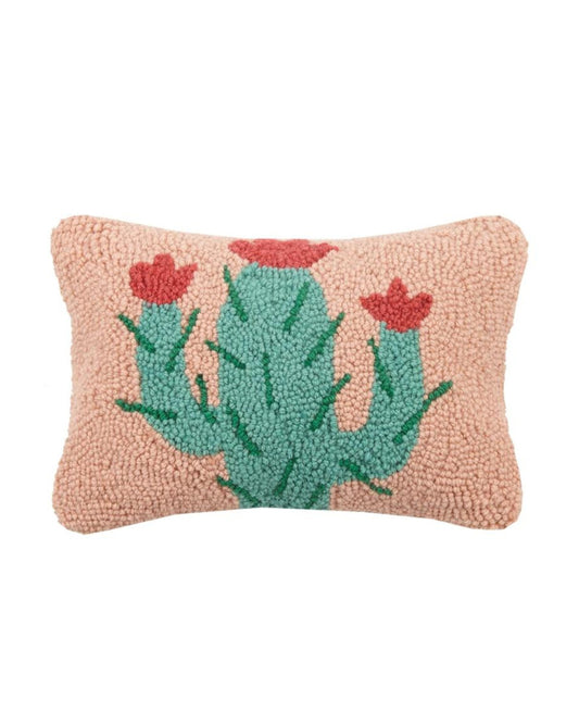 Cactus Wool Hooked Pillow (12" x 8")