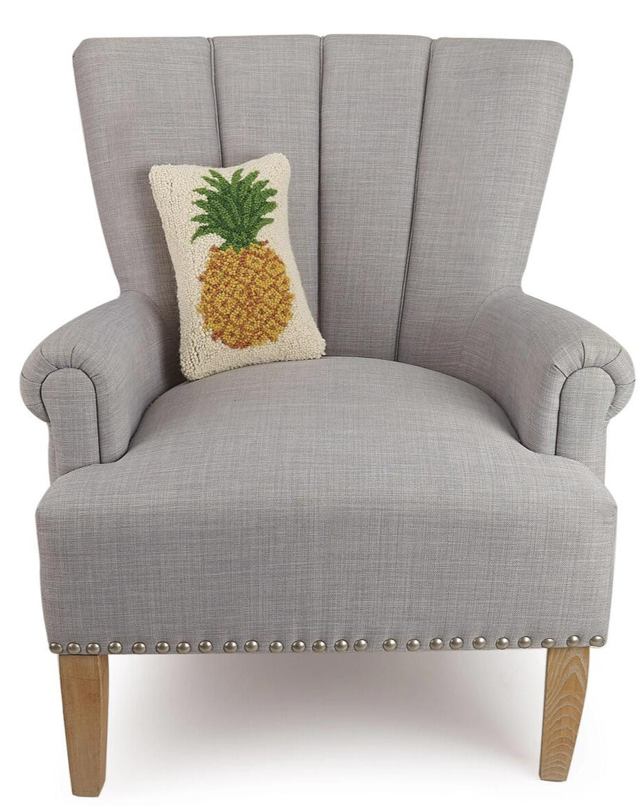 Pineapple Wool Hooked Pillow (12" x 8")