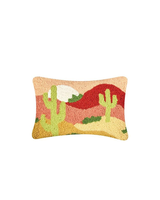 Desert Sunset Wool Hooked Pillow (12" x 8")