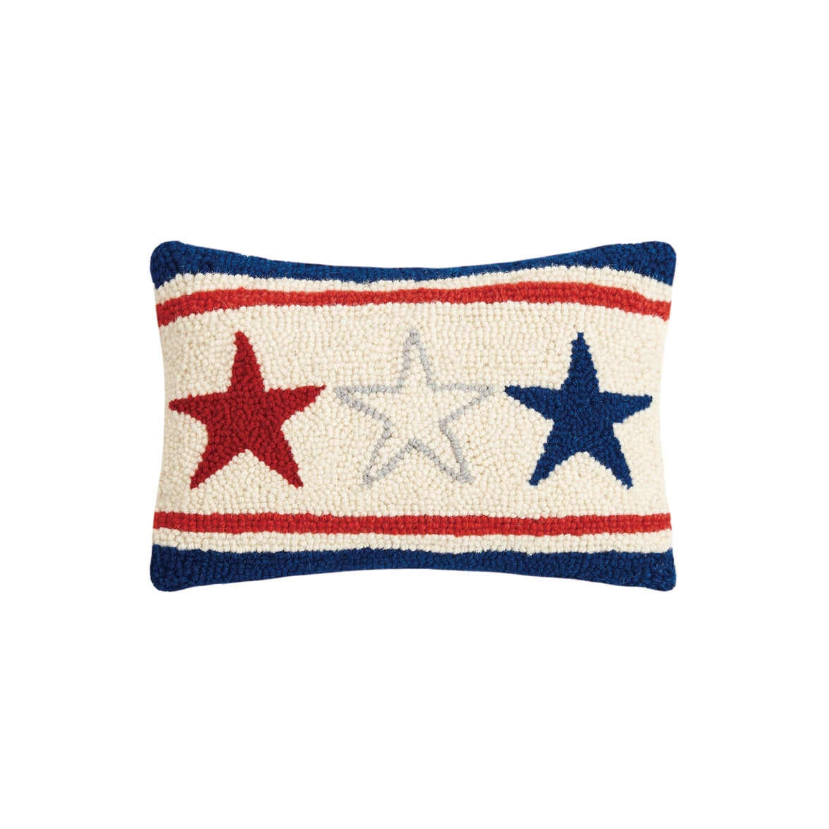 Stars & Stripes Wool Hook Pillow (12"x8")