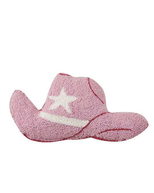 Cowgirl Hat Wool Hooked Pillow (16"x9")