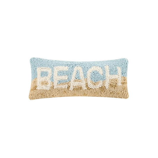Beach Wool Hooked Pillow (12" x 5")