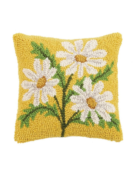 Daisy Wool Hook Pillow (10"x10")