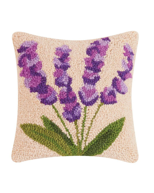 Lavender Bouquet Wool Hook Pillow (10"x10")