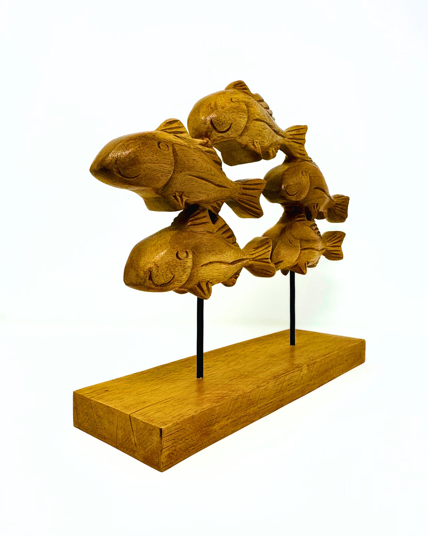 Wood Fish School Tabletop Sculpture