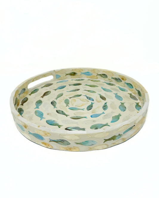 Fish Mother of Pearl Tray (12"D)