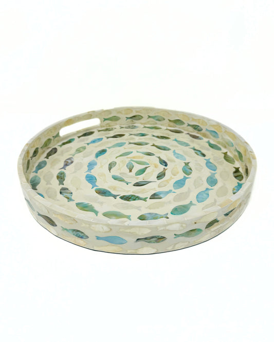 Fish Mother of Pearl Tray (14"D)