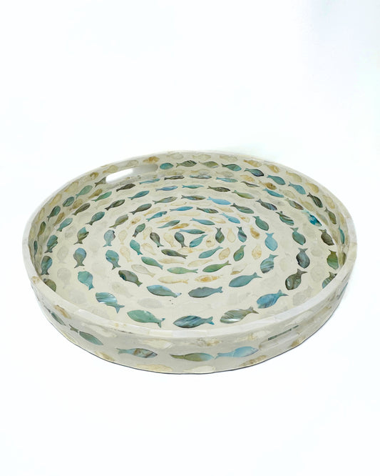 Fish Mother of Pearl Tray (16"D)