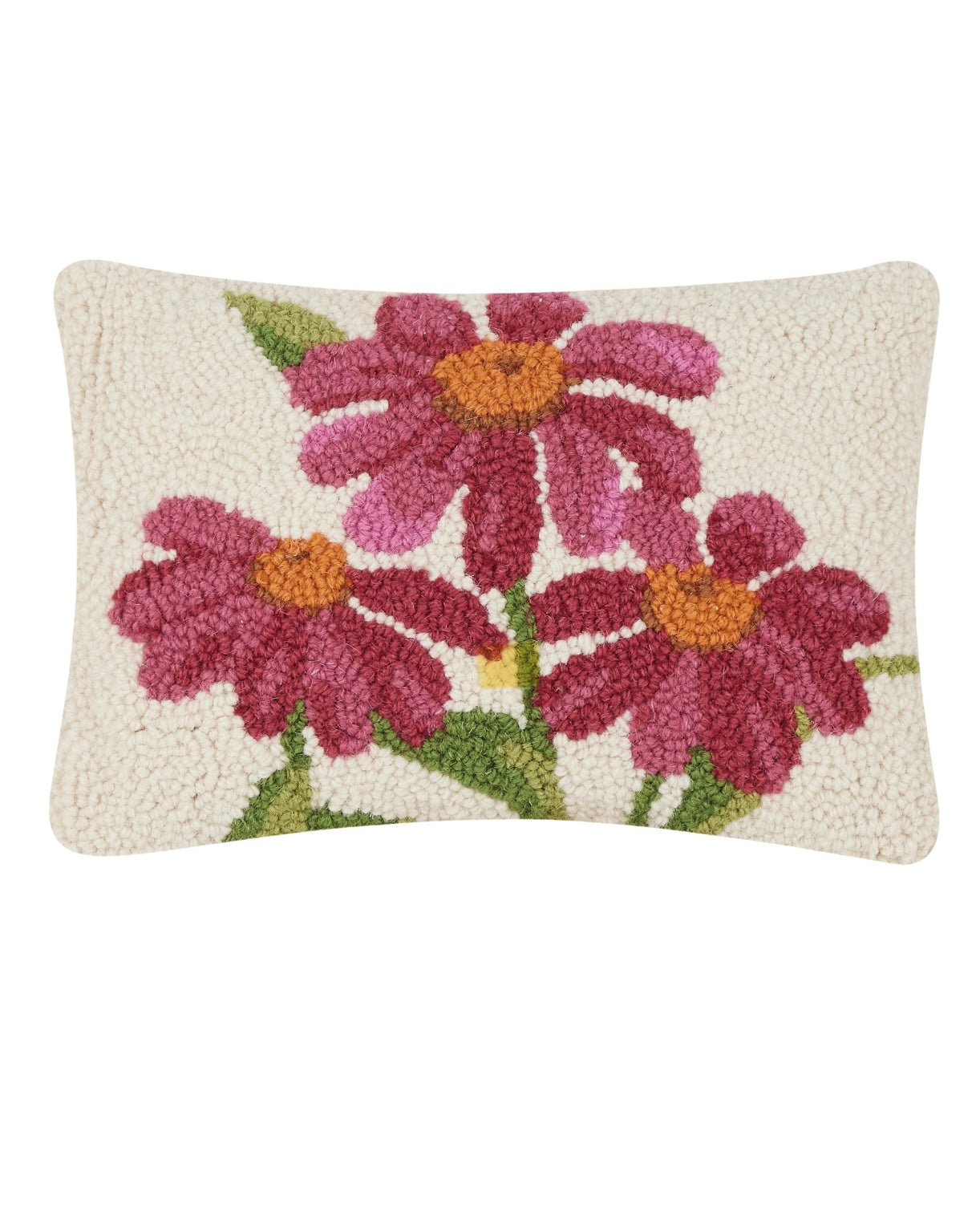 Coneflower Wool Hook Pillow (12" x 8")