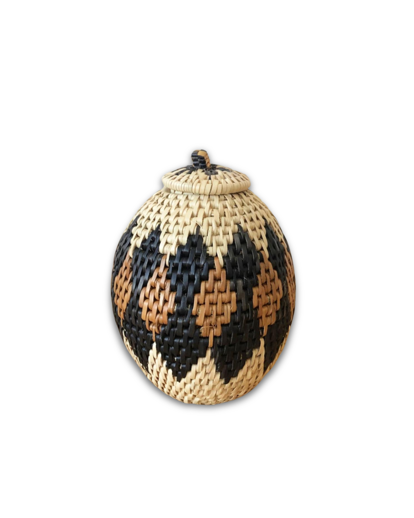 African Zulu Mini Lidded Basket 7"