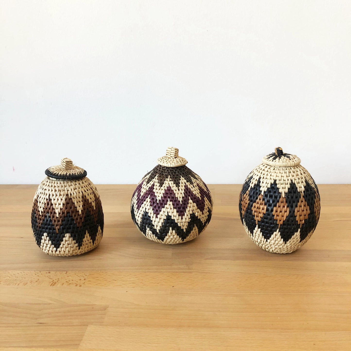 African Zulu Mini Lidded Basket 7"