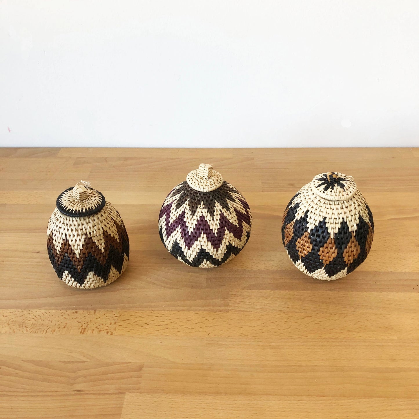 African Zulu Mini Lidded Basket 7"