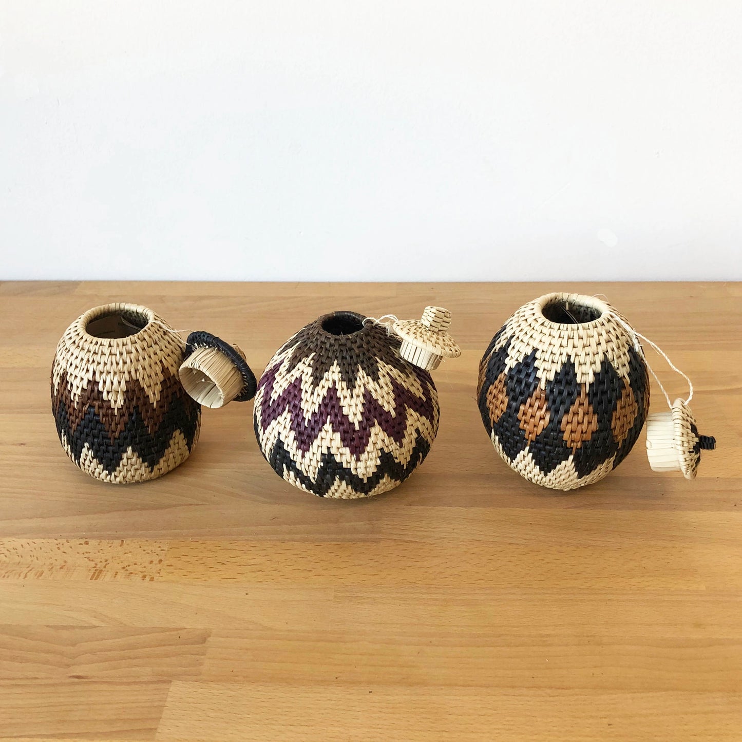 African Zulu Mini Lidded Basket 7"