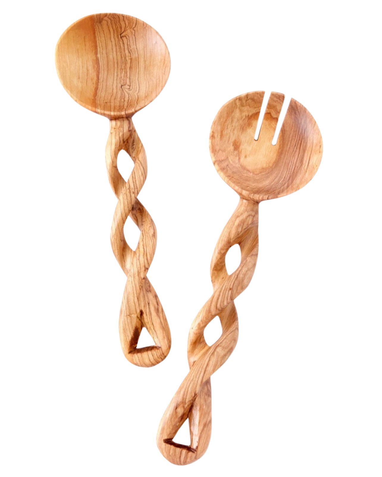 Almasi Twisted Olive Wood Salad Server (Set of 2)