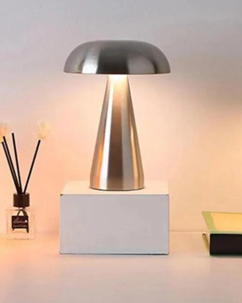 Mushroom Rechargeable Wireless Portable Led Lamp (Silver)