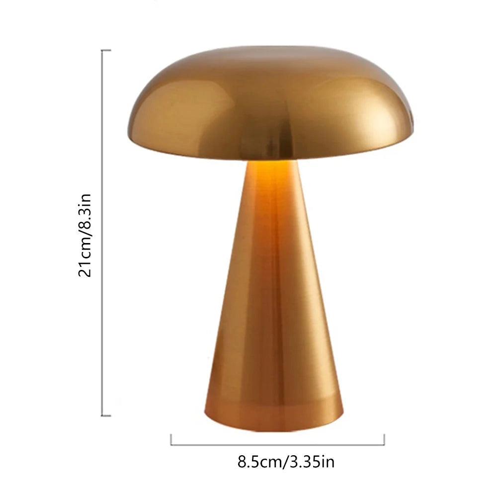 Mushroom Rechargeable Wireless Portable Led Lamp (Gold)